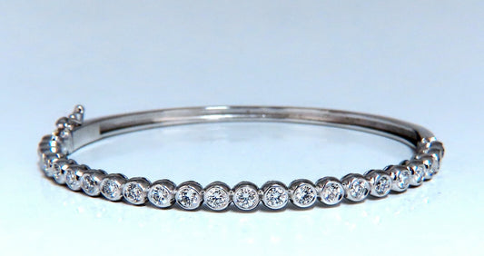 1.63ct Natural Round Diamonds Bezel Flush Set Bangle Bracelet 14 Karat *v