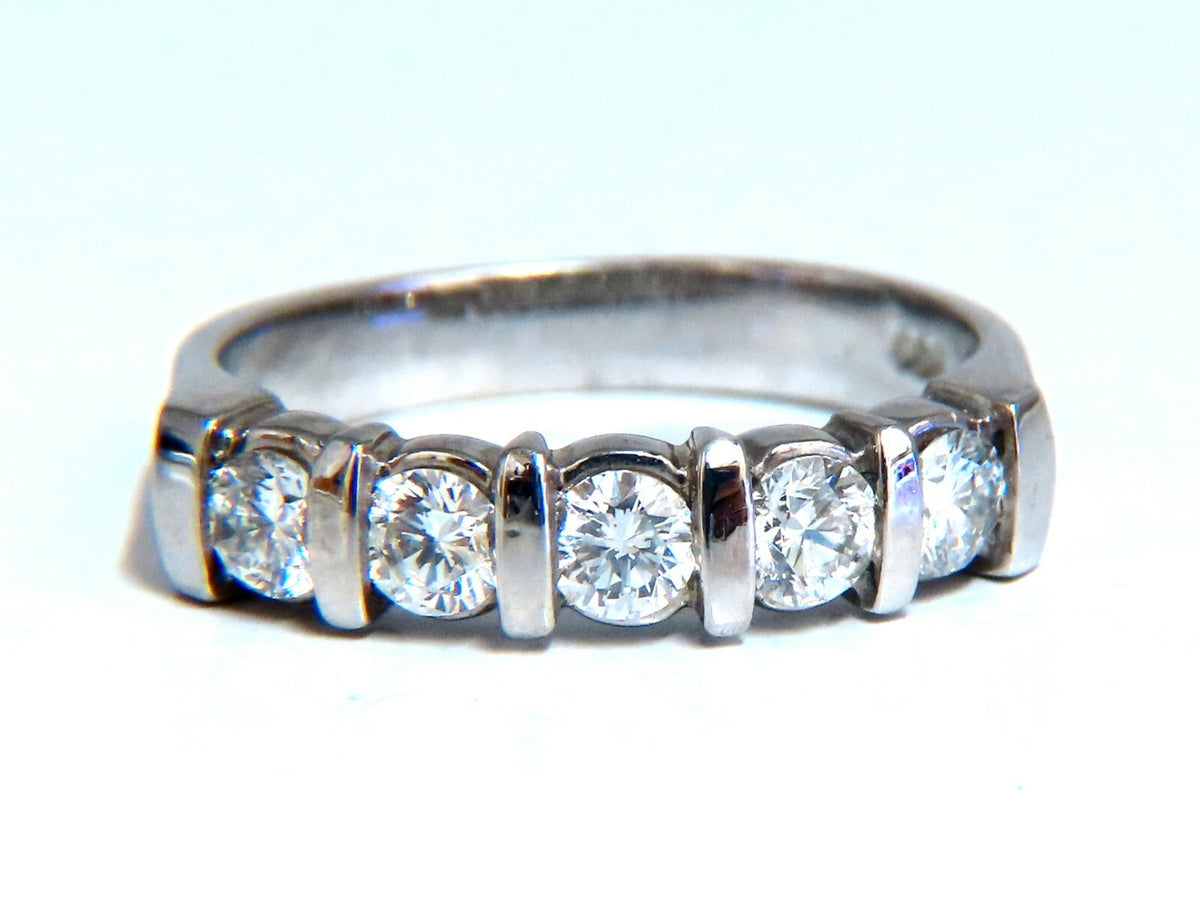 .75ct Natural Round Diamonds Channel Bar Ring 14kt *v