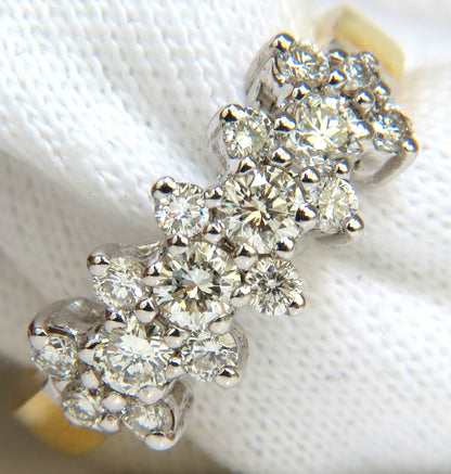 18KT GOLD 1.00CT NATURAL DIAMONDS CLUSTER BAND RING EXCELLENT CUTS *v