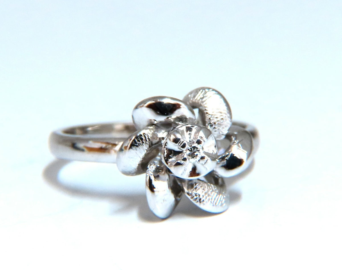 .02ct Natural Diamond Circular Bow Clover Ring 14kt *v