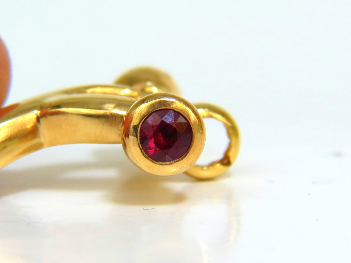 2.50CT NATURAL DIAMONDS RUBY TOGGLE "X" LINK BRACELET 14KT GOLD *v