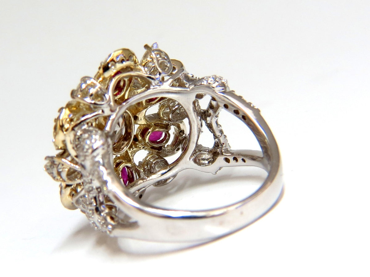 18kt Natural Fancy color Diamond Ruby Cocktail Cluster ring *v