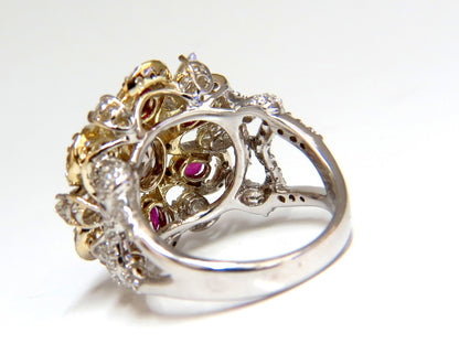 18kt Natural Fancy color Diamond Ruby Cocktail Cluster ring *v
