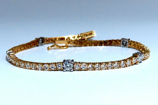 4.51ct Natural Diamonds Tennis Bracelet 14kt Gold Classic Station Alternate *v