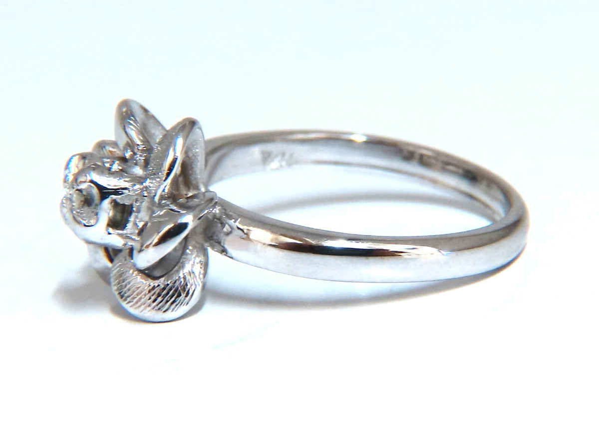 .02ct Natural Diamond Circular Bow Clover Ring 14kt *v