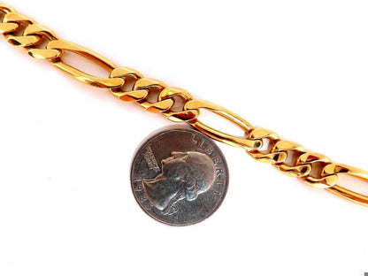 Figaro Link 14kt Gold Bracelet 8.5 inch 8.7mm 29 Gram Unisex 11090 *v