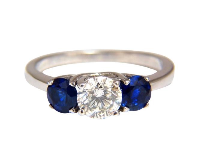 GIA Certified .73ct Natural Diamond Sapphires Ring 14kt 45547 *v