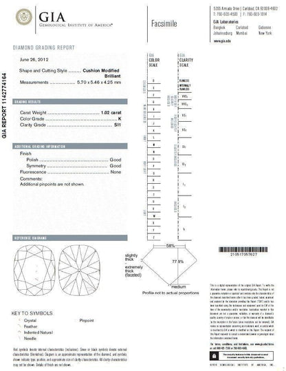 GIA Certified 1.20ct natural cushion cut diamonds ring 14kt 10024 *v
