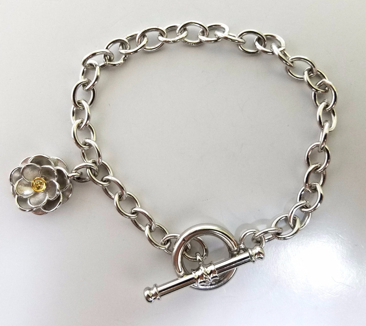 Toggle Bracelet 14Kt Fancy Yellow Diamond 14kt gold 7.5 inch *v