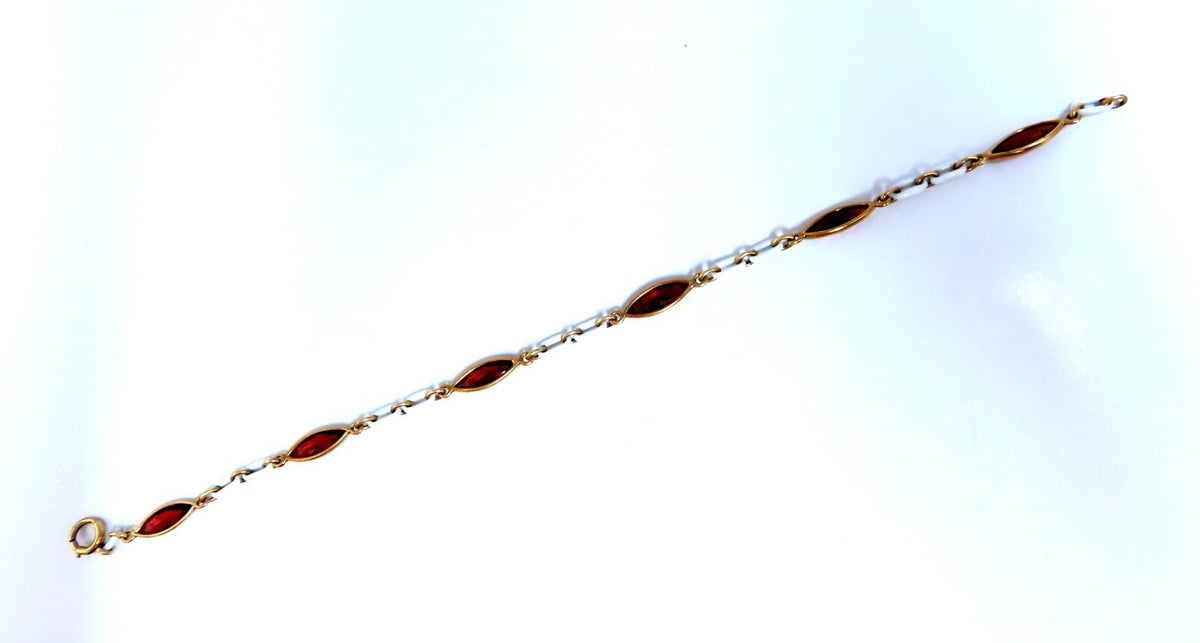 3ct Natural Garnet Station Link Bracelet 14kt gold *v