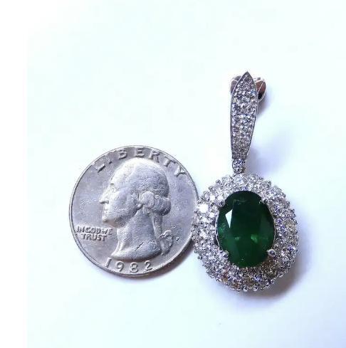 8.35ct Natural Oval Emeralds Diamond Dangle Earrings 18kt Halo Cluster 12643 *v
