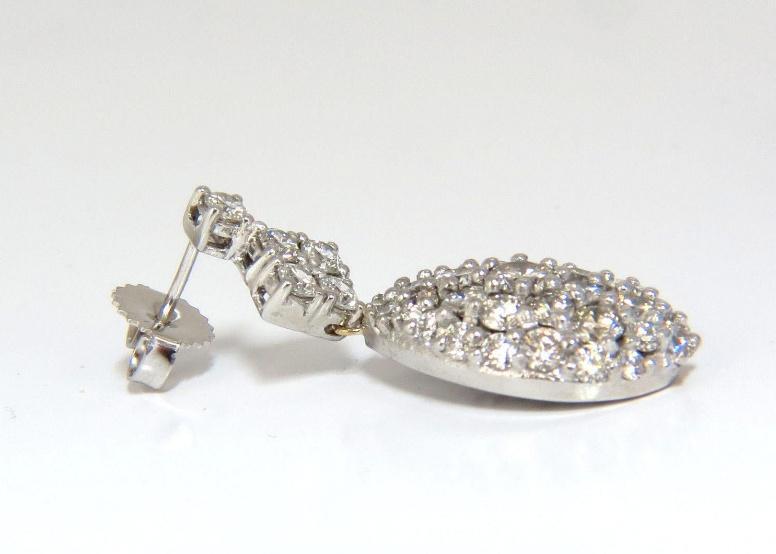 6.50ct. Natural Round Diamonds Dangle Pear Cocktail Earrings 14kt 12357 *v
