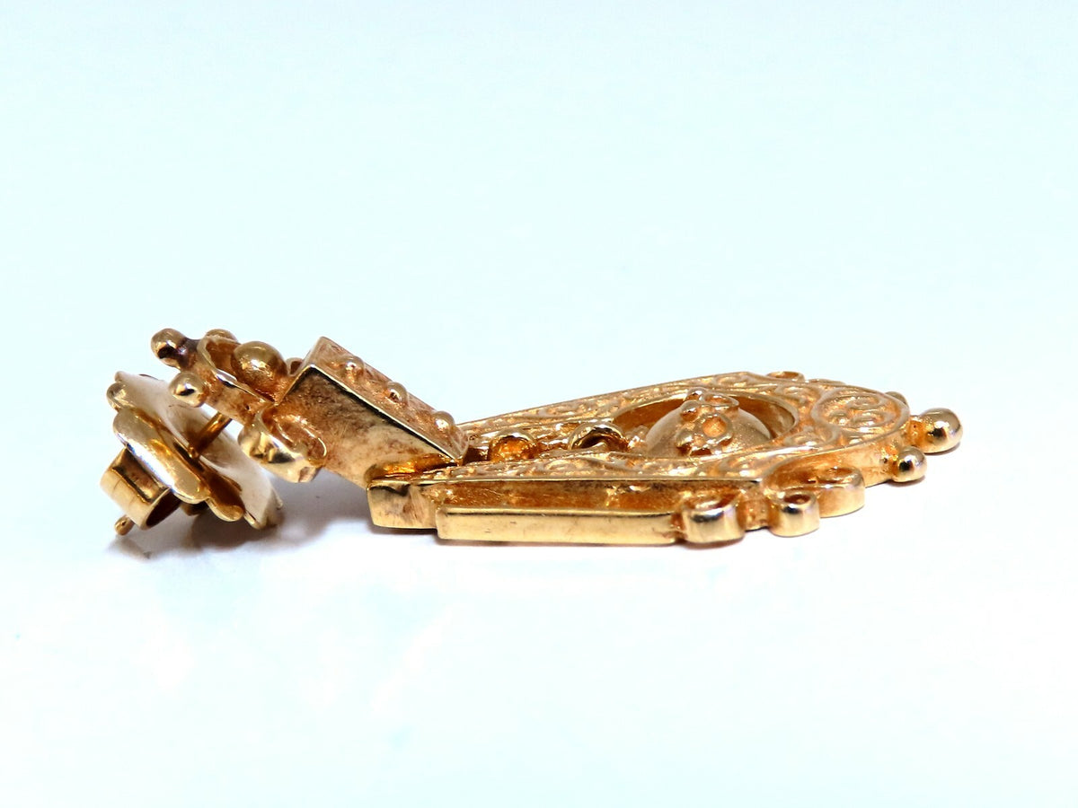 Gypsy Dangle Bohemian Deco Earrings 14kt Gold *v