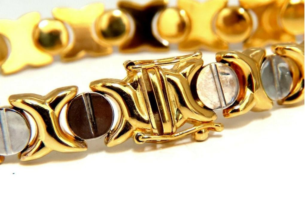 Gold Italian X Screw Link Bracelet Two-Tone 14kt 12570 *v