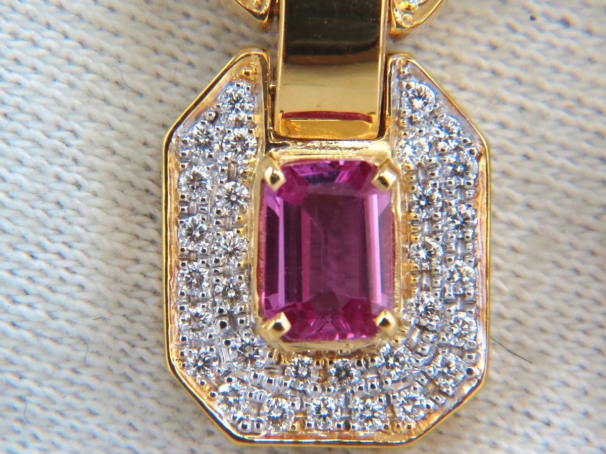 2.94ct Natural Pink Sapphire Diamond Dangle Earrings 14kt. Vivid Prime *v