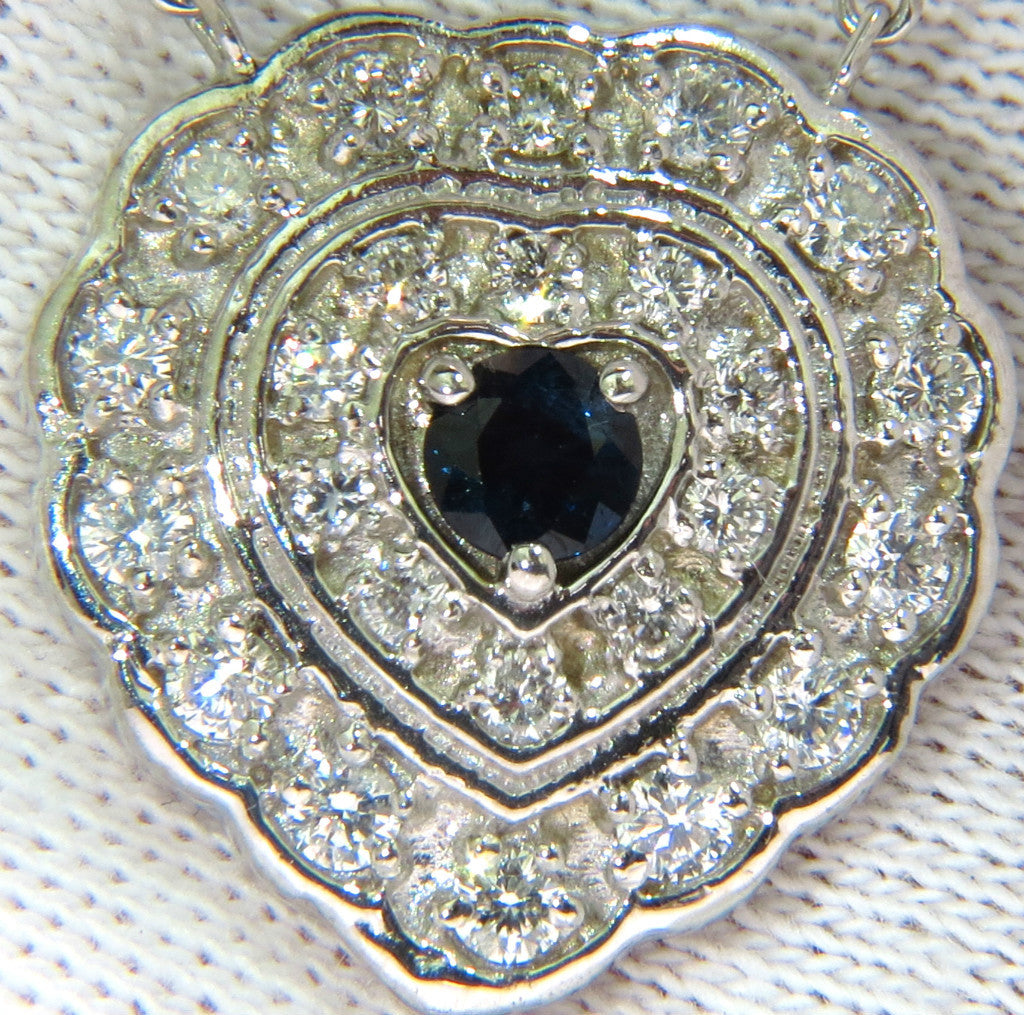 1.25CT NATURAL SAPPHIRE DIAMOND CLUSTER NECKLACE 14KT *v