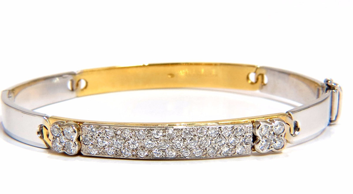 designer bangle bracelet 18kt 1.50ct. natural diamonds two toned mod *v
