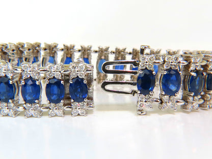 33.75CT NATURAL GEM SAPPHIRE DIAMOND BRACELET 3 ROW & WIDE CUFF 14KT *v
