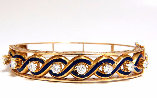 Victorian Ridged Interwoven Braided Handmade Diamond bangle bracelet 14kt *v