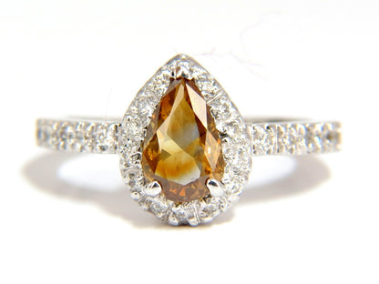 1.60ct. natural fancy color yellow brown diamonds halo ring 14kt *v