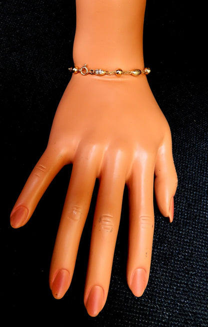 Melon & Bead Link Chain Bracelet 7inch 14kt gold *v