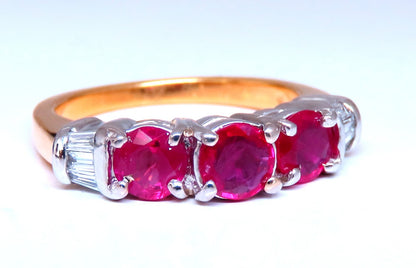 1.50ct Natural Ruby Accent Ring band 18kt Gold *v