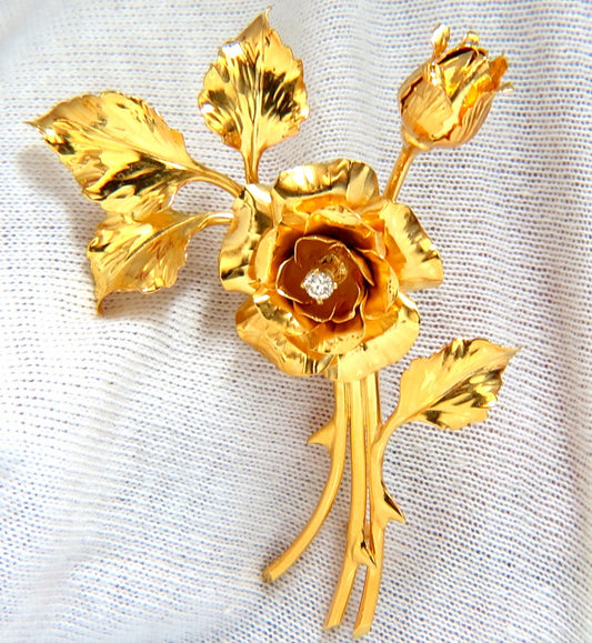 Floral Bundle Still Life Roses Brooch Pin 14kt *v