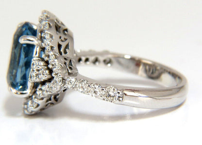 5.15ct natural prime aqua blue aquamarine diamonds ring 14kt *v