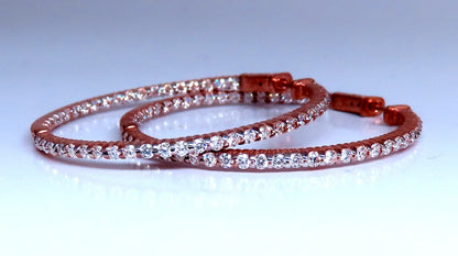 2.78ct Natural Round Diamond hoop earrings 14kt 1.7 inch single share prong *v