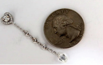 2.40ct Natural Briolette Diamonds Dangle Station Yard Earrings 14kt *v