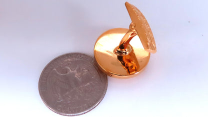 Cross Hatch Deco Round Raised Dome Button Cufflinks 14kt gold 12366 *v