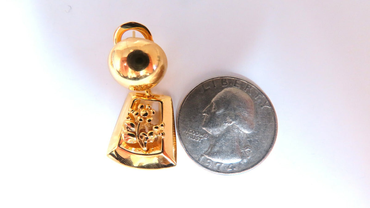 Ball Dome Dangle Deco Earrings 14kt Gold *v