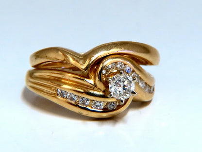 .24ct Natural Diamond Solitaire Ring + Band 14kt gold Set *v