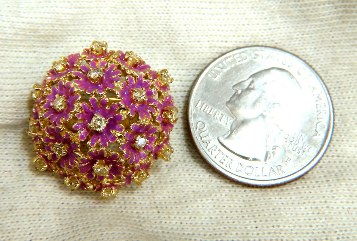 1.52ct Natural Fancy Yellow Diamonds Floral Dome Cluster Clip Earrings 14kt *v
