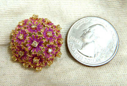 1.52ct Natural Fancy Yellow Diamonds Floral Dome Cluster Clip Earrings 14kt *v