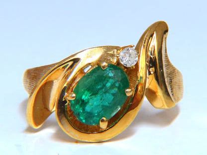 Emerald Diamond Ring 14kt 1.15ct Natural Mod Deco *v