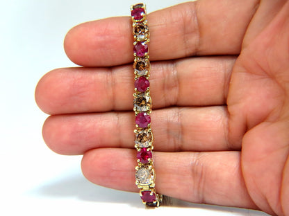 24.14ct Natural Fancy Brown Diamonds Red Ruby Bracelet 18kt Tennis *v