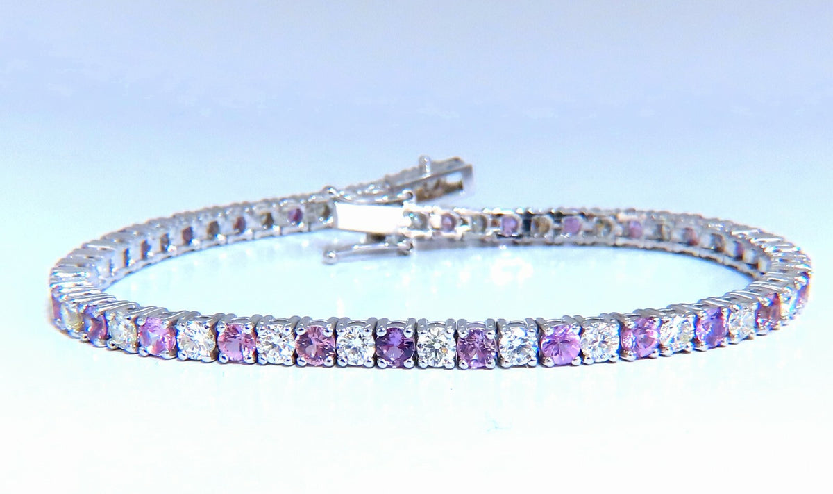 7.30ct natural Pink Sapphire diamond bracelet 14kt Tennis *v