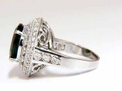 GIA CERTIFIED 6.71CT NATURAL BRIGHT VIVID GREEN DIOPSIDE DIAMONDS RING 14KT*v