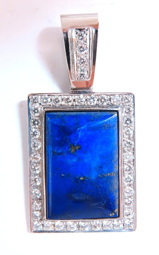 Natural Lapis Lazuli Diamonds Pendant 14kt *v