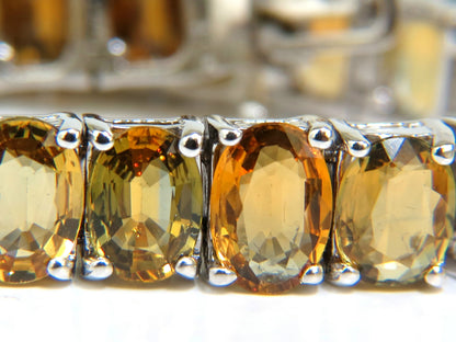 33.00ct. NATURAL GEM YELLOW GREEN ORANGE COLOR SAPPHIRES TENNIS BRACELET 14kt *v