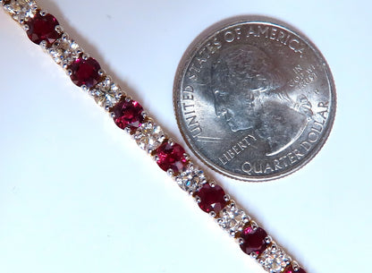 14.05ct Natural Ruby Diamonds Alternating Tennis Bracelet 14kt Gold Classic *v
