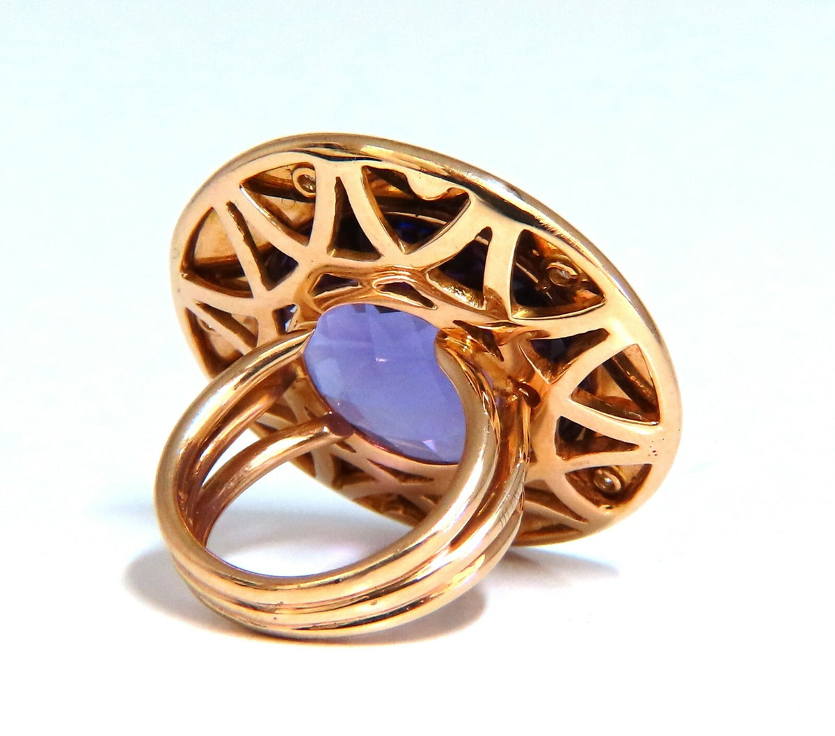 Designer Garavelli 17ct Natural Amethyst Diamonds Ring 18kt Italy *v