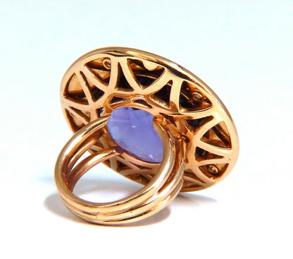 Designer Garavelli 17ct Natural Amethyst Diamonds Ring 18kt Italy *v