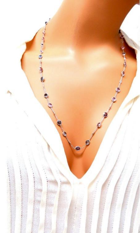 25.10ct multi-colored natural spinel diamonds yard necklace 14kt gold 12307  *v