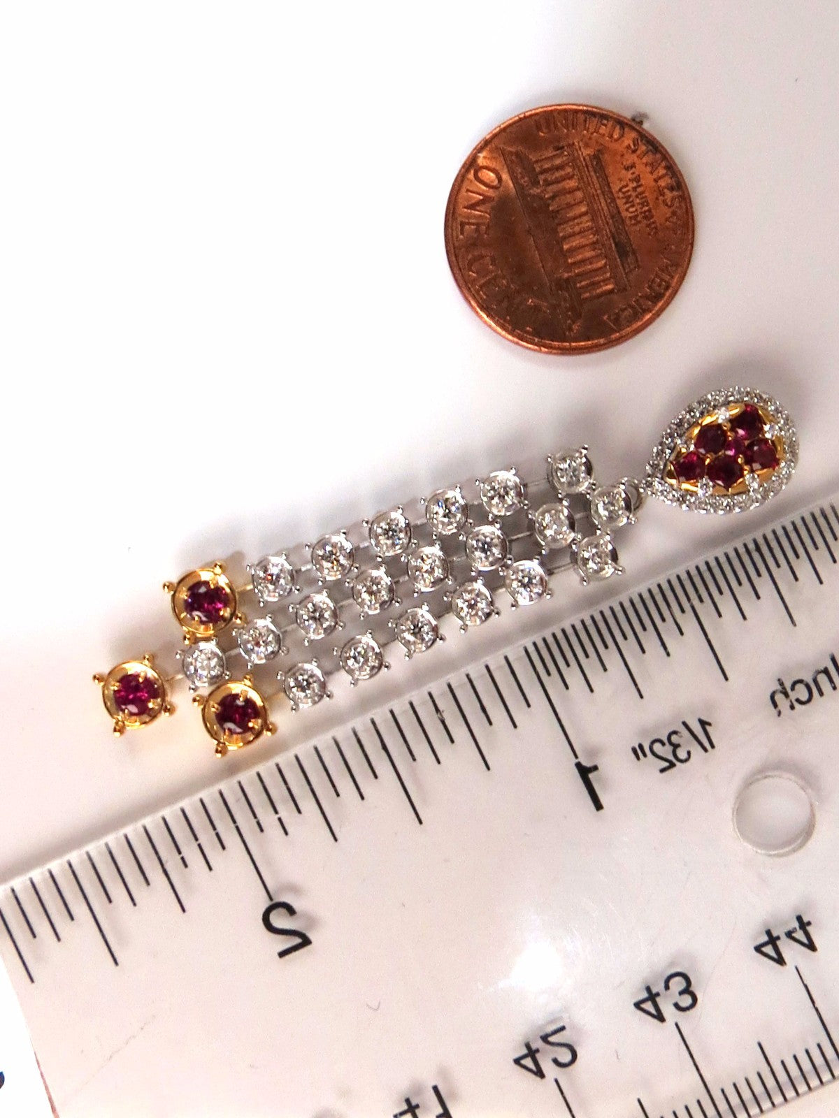 3.00ct natural red ruby diamond by yard dangle earrings 14kt *v