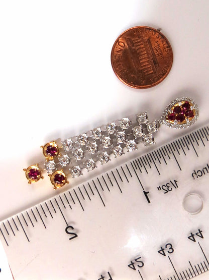 3.00ct natural red ruby diamond by yard dangle earrings 14kt *v