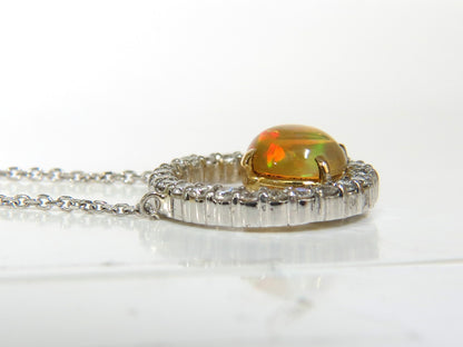2.60CT NATURAL VIBRANT OPAL DIAMOND NECKLACE 14KT *v