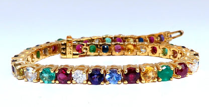 11.80ct Natural Sapphire Ruby Emerald Amethyst Tennis Bracelet 14kt Gem Line *v