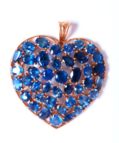20ct Natural Sapphires Cocktail Heart Large Size Pendant 18kt 12542 *v